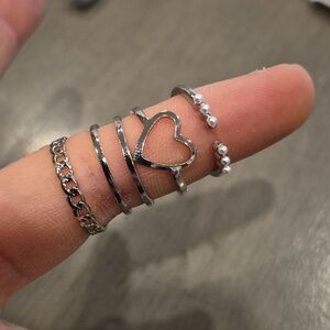 💙 4 Pcs Adjustable Hypoallergenic Silver-Tone Stacking Dainty Rings Set A2